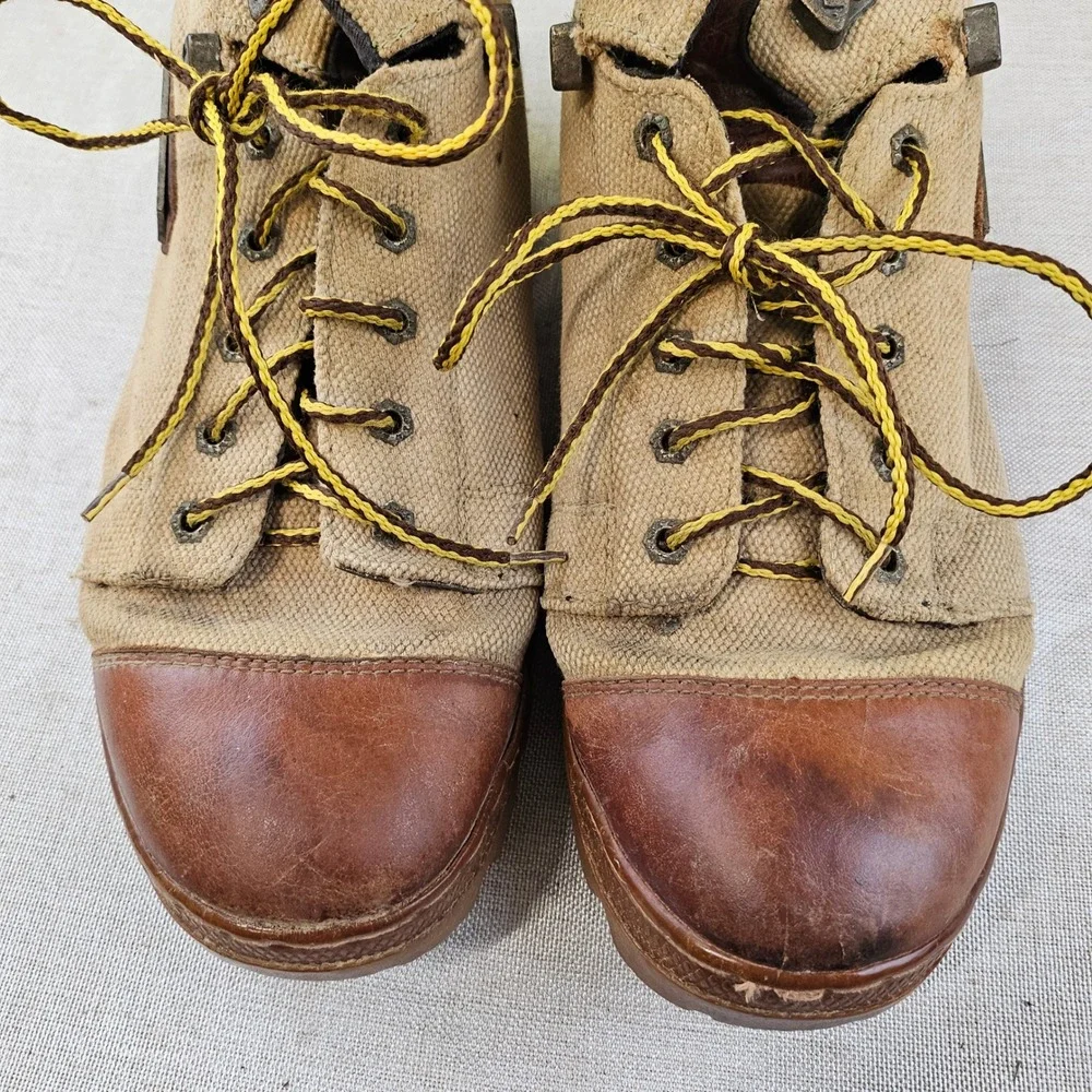Karl Kani‎ Boots Khaki Canvas Leather Ankle 4529 F12 Menswear size 13
